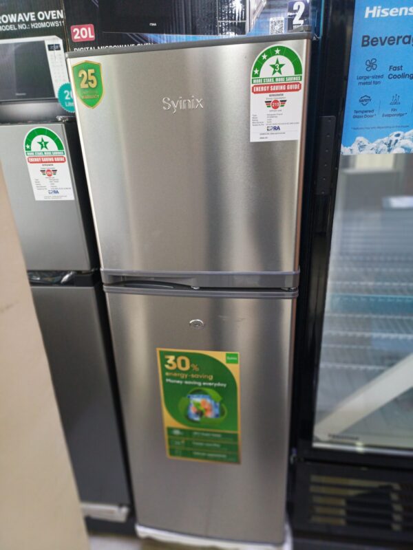 Syinix 138L Double Door Refrigerator – 110W Energy Efficient Fridge